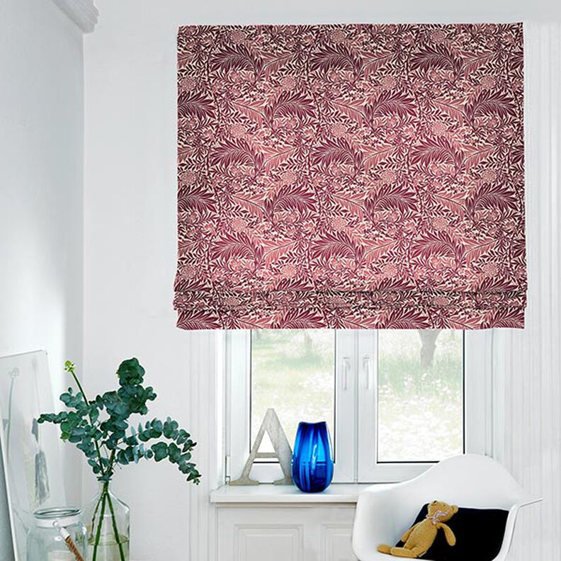 Sisustuskangas Puolipanama Kukat ja köynnökset – luonnonvärinen/viininpunainen,  image number 6