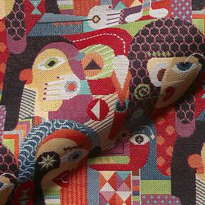 Sisustuskangas Gobeliini Abstraktit kasvot &ndash; musta, 