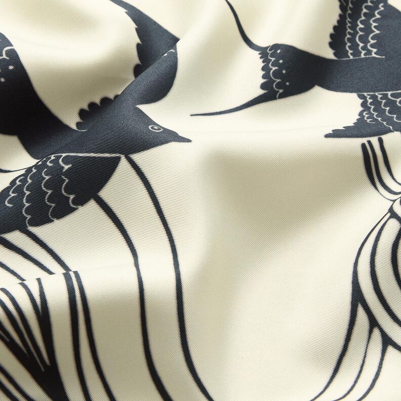 Satiinipaneeli Pääskyset | Katia Fabrics – antrasiitti/kerma,  image number 8