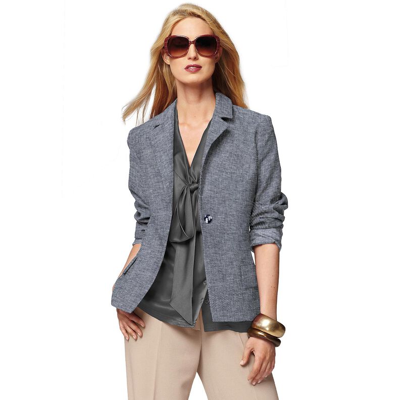 Pellava-puuvilla-sekoite Kalanruoto – yönsininen,  image number 6