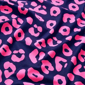 French Terry Kes&auml;college Farkkutyyli Neon Leopardipainatus &ndash; y&ouml;nsininen/neonpinkki, 