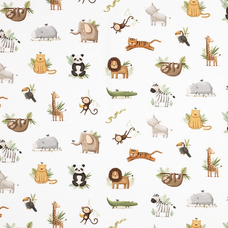 GOTS Puuvillajersey S&ouml;p&ouml;t aroel&auml;imet Digitaalipainatus | Poppy Fabrics &ndash; valkoinen/vaalea oliivi,  image number 1