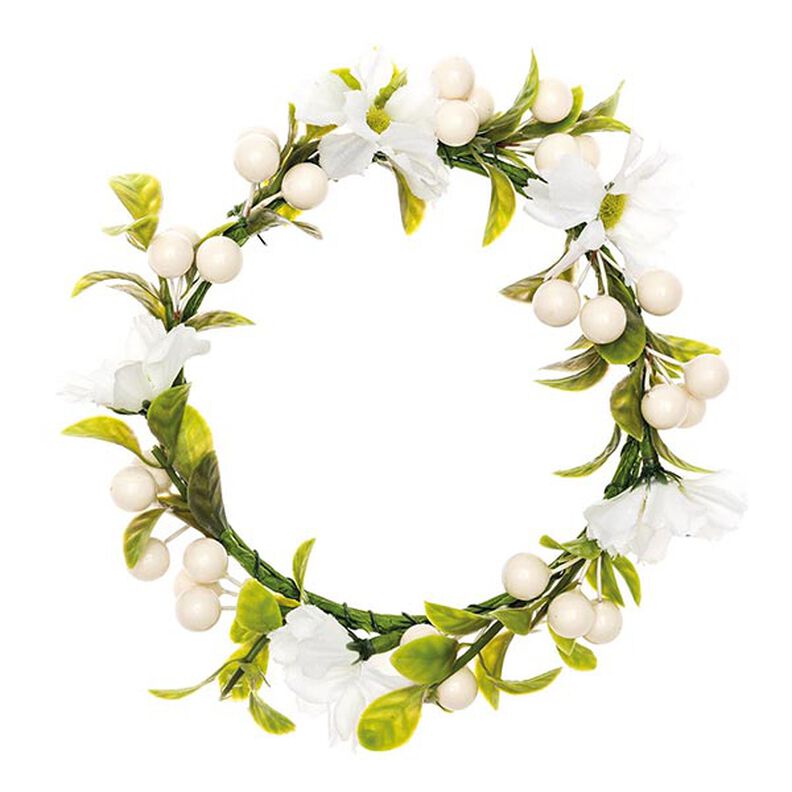 Koriste Kukkakranssi marjoilla [Ø 10 cm/ 16 cm] – valkoinen/vihreä,  image number 1