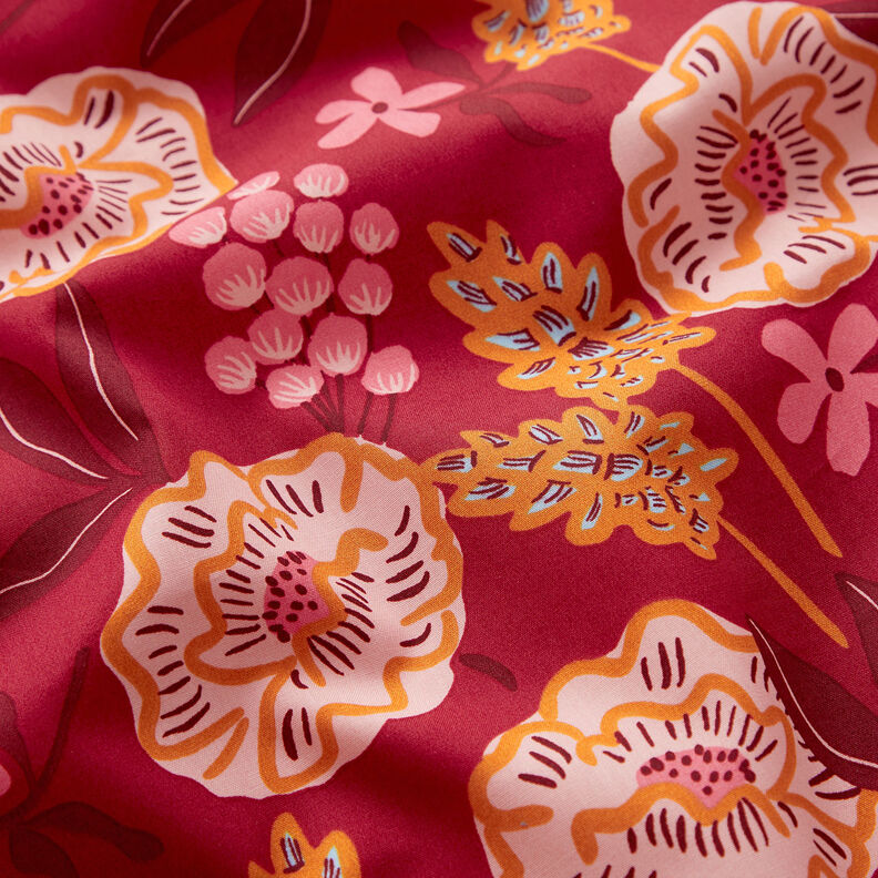 Puuvillapopliini Fresh Flowers | Nerida Hansen – bordeauxin punainen,  image number 2