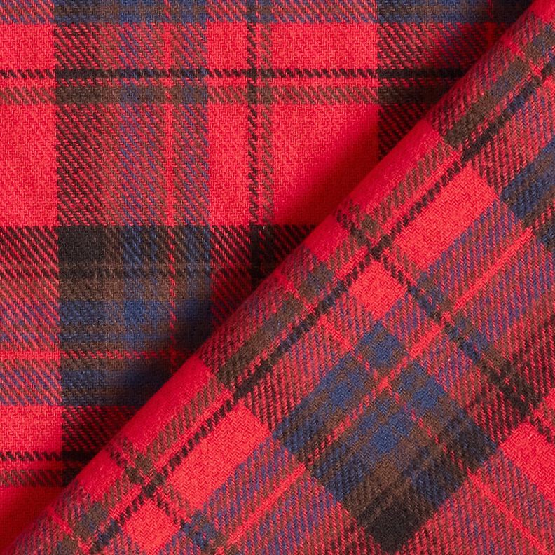 Puuvillaflanelli Ruutu &ndash; chili/indigo,  image number 4