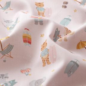 Luomupuuvillapopliini Surffieläimet – ruusunpunainen, 