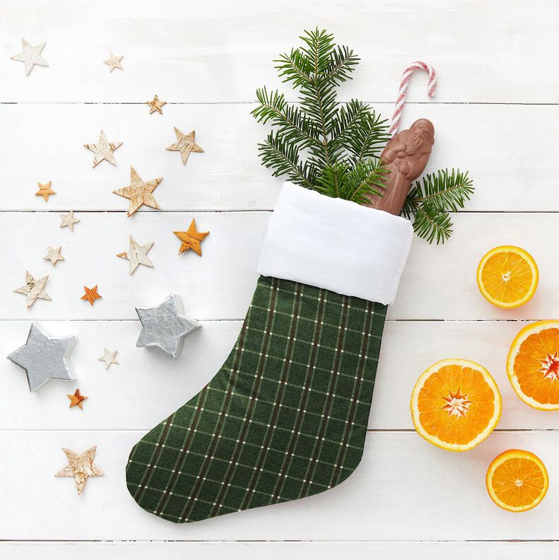 Sisustuskangas Puolipanama Tyylik&auml;s ruutu &ndash; kuusenvihre&auml;/karmiininpunainen,  image number 5