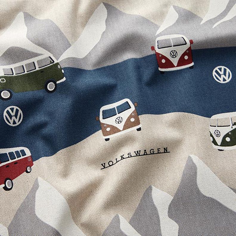 Sisustuskangas Puolipanama VW-seikkailu – farkunsininen/luonnonvärinen,  image number 2