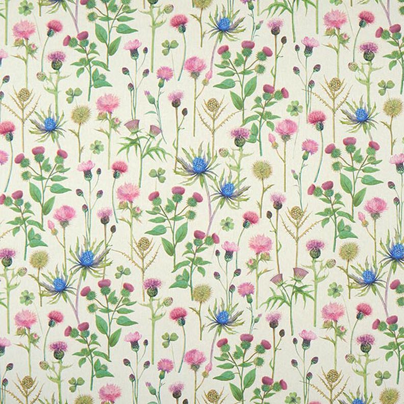 Sisustuskangas Puolipanama Ohdakkeet &ndash; pinja/luonnonv&auml;rinen,  image number 1