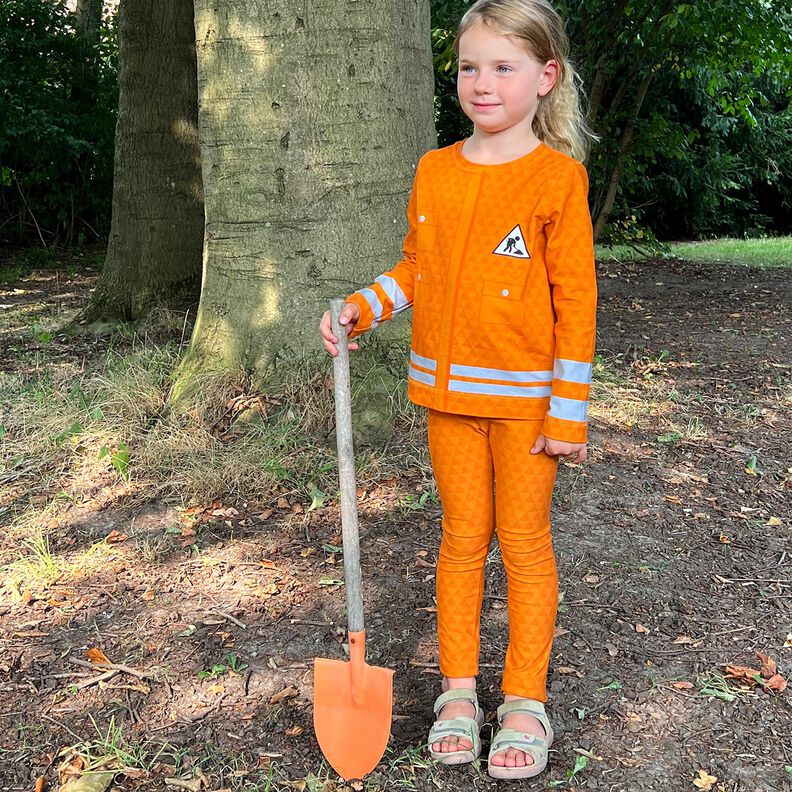 French Terry Paneeli Ollapa kerran rakennustyöntekijä | Stoff&Liebe – vaaleanoranssi/hopeanharmaa,  image number 7