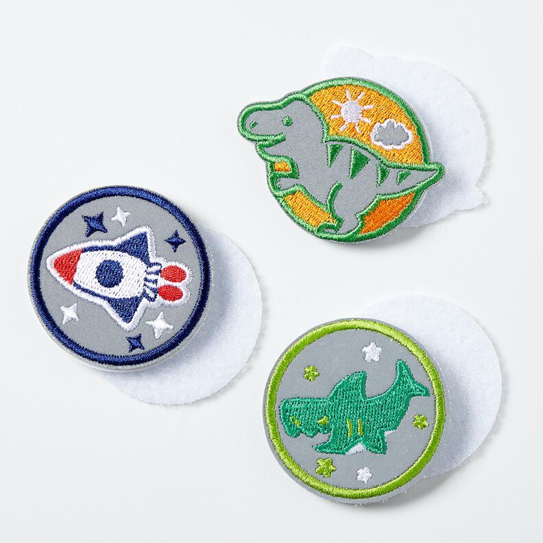 Heijastinmerkit tarranauhalla, 3 kpl pakkaus – vihreä/indigo,  image number 2