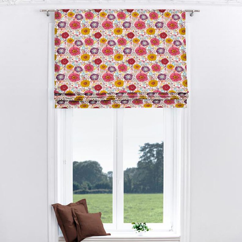 Puuvillakangas Kretonki Kukat – punainen,  image number 5