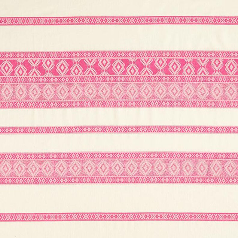 Puuvillakangas Vinoneliökuvio – villanvalkoinen/pink,  image number 1