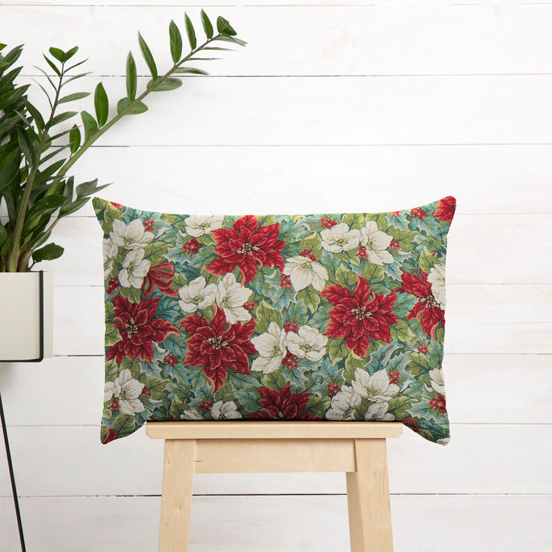 Sisustuskangas Gobeliini Joulutähdet Kaksivärinen – vaalea beige/punainen,  image number 6