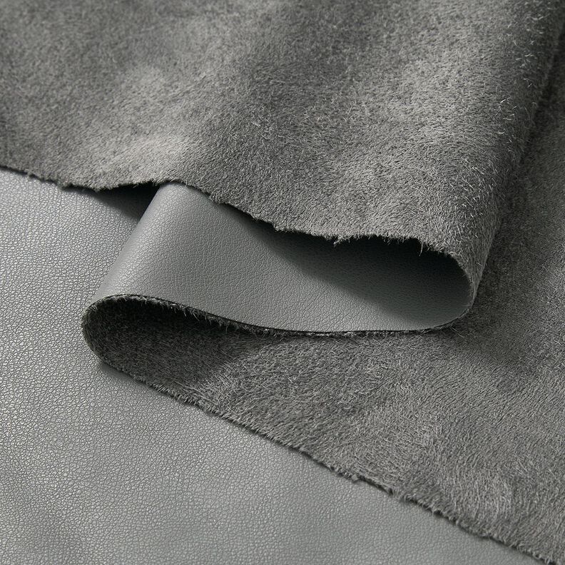 Keinonahka k&auml;&auml;nt&ouml;puoli veluuria  &ndash; harmaa,  image number 3