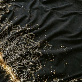 Puuvillajersey Reunuskangas Mandala Barokki Kulta Pilkut | Glitzerpüppi – musta, 