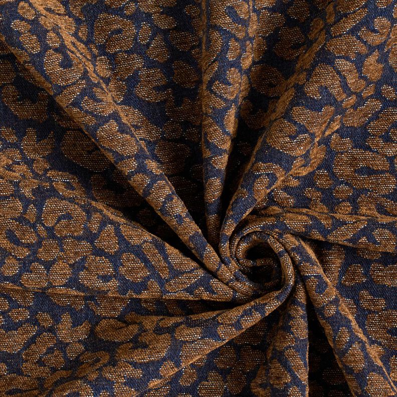 Housukangas farkkujäljitelmää leopardikuvio – keskiruskea/yönsininen,  image number 3