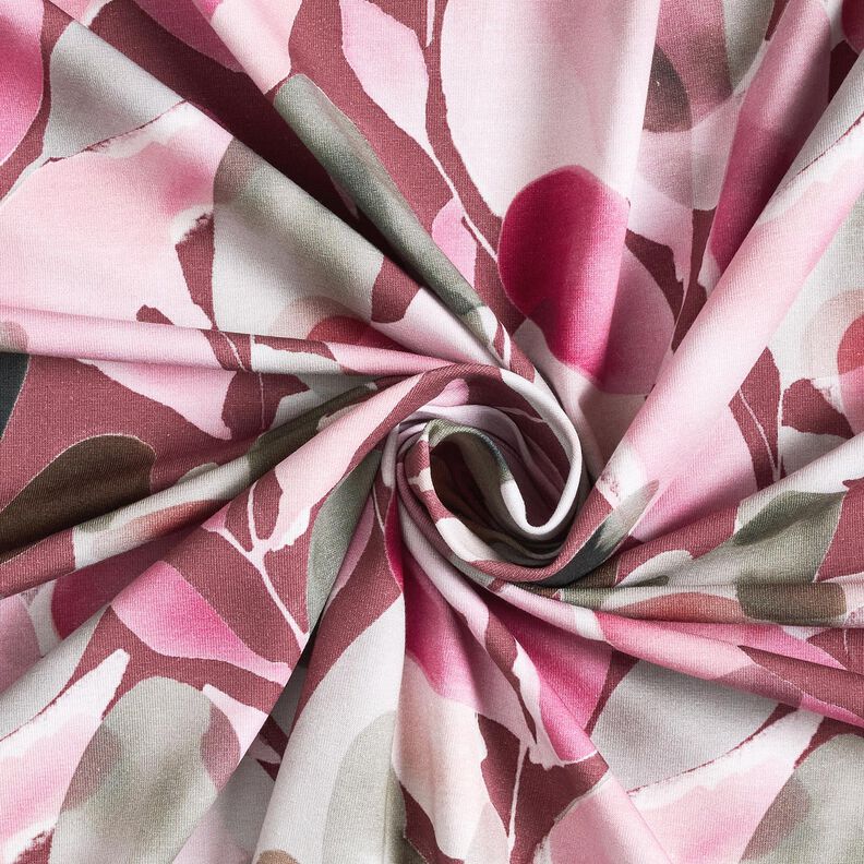 Puuvillajersey Akvarellikukinnot Digitaalipainatus &ndash; malva/kaisla,  image number 3