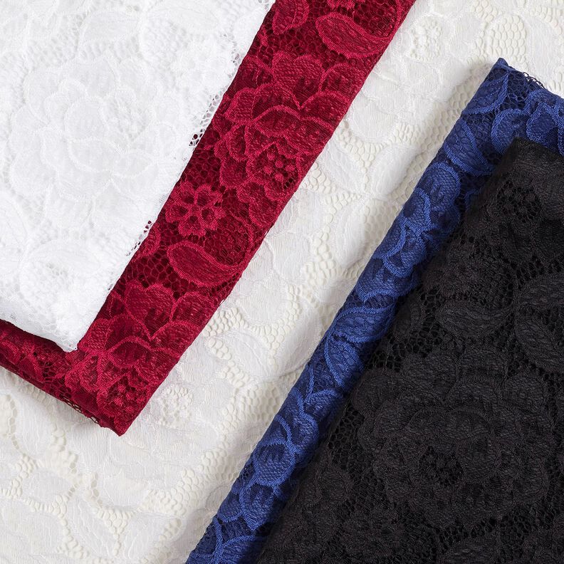 Joustava pitsi Kukinnot ja lehdet – tummanpunainen,  image number 6