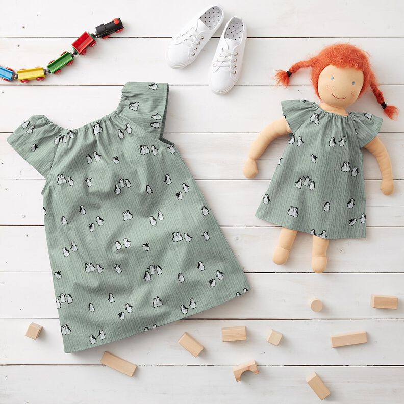 Musliini-/kaksikerroksinen kangas iloiset pingviinit &ndash; kaisla,  image number 5