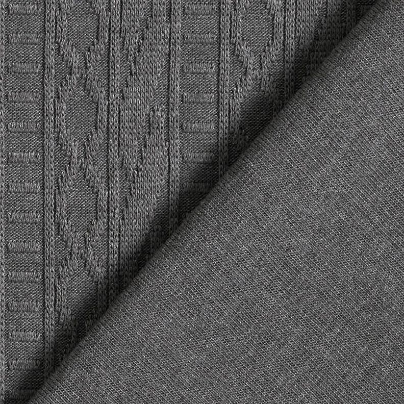 Jacquardjersey Puuvillasekoite Koristellut raidat – tummanharmaa,  image number 4