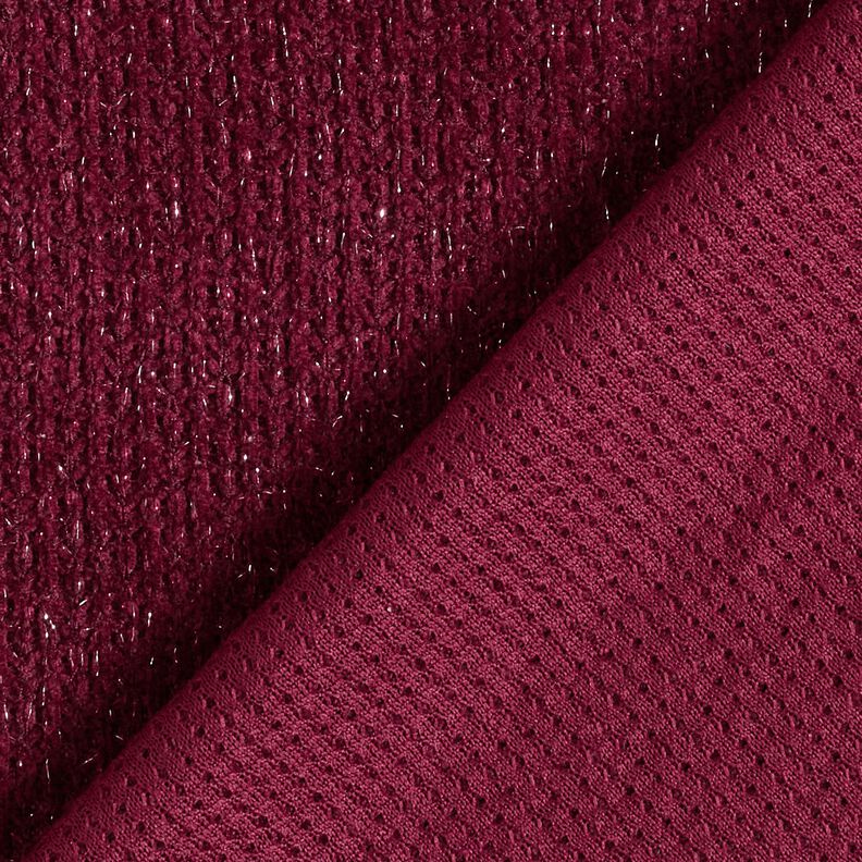 Chenille Neulejacquard Kimalle &ndash; bordeauxin punainen/hopea metallic,  image number 3