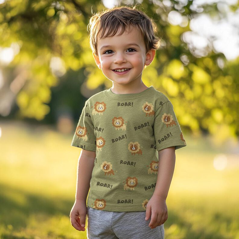 Puuvillajersey Leijona | Poppy Fabrics &ndash; pistaasi/vaaleanruskea,  image number 5