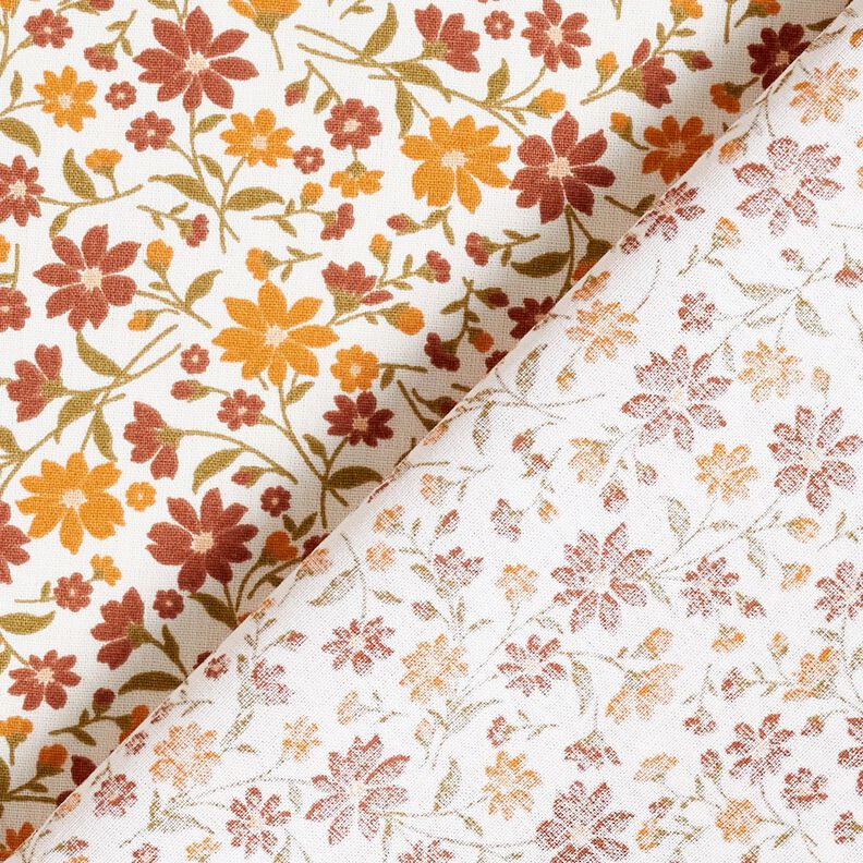 Puuvillapopliini Syyskukat &ndash; valkoinen/viininpunainen,  image number 4