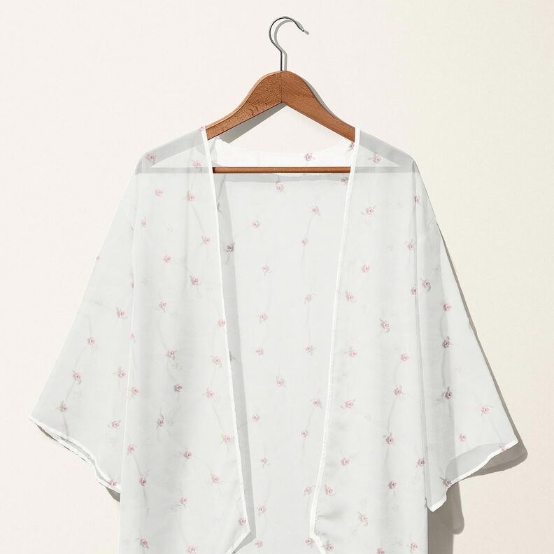 Softmesh Kirjaillut kukkaset – valkoinen/ruusunpunainen,  image number 7