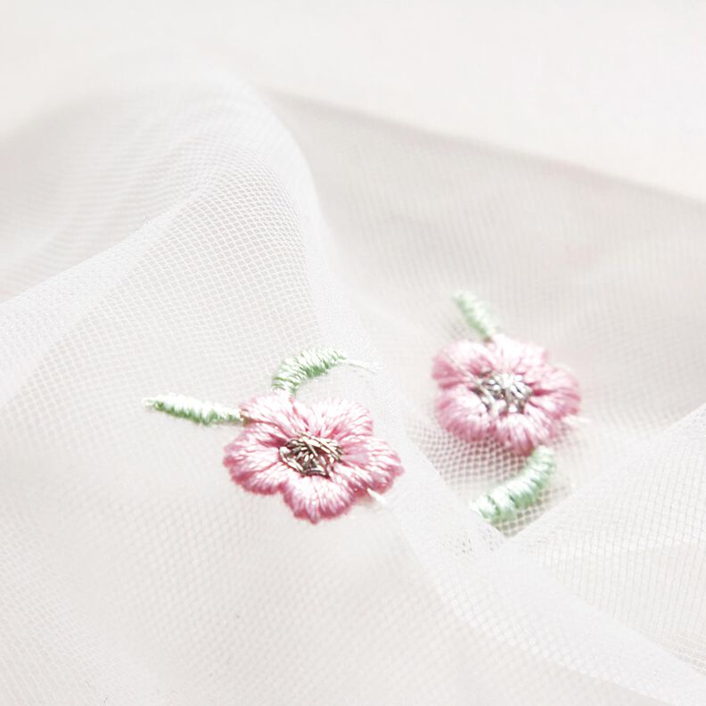 Softmesh Kirjaillut kukkaset – valkoinen/ruusunpunainen,  image number 6