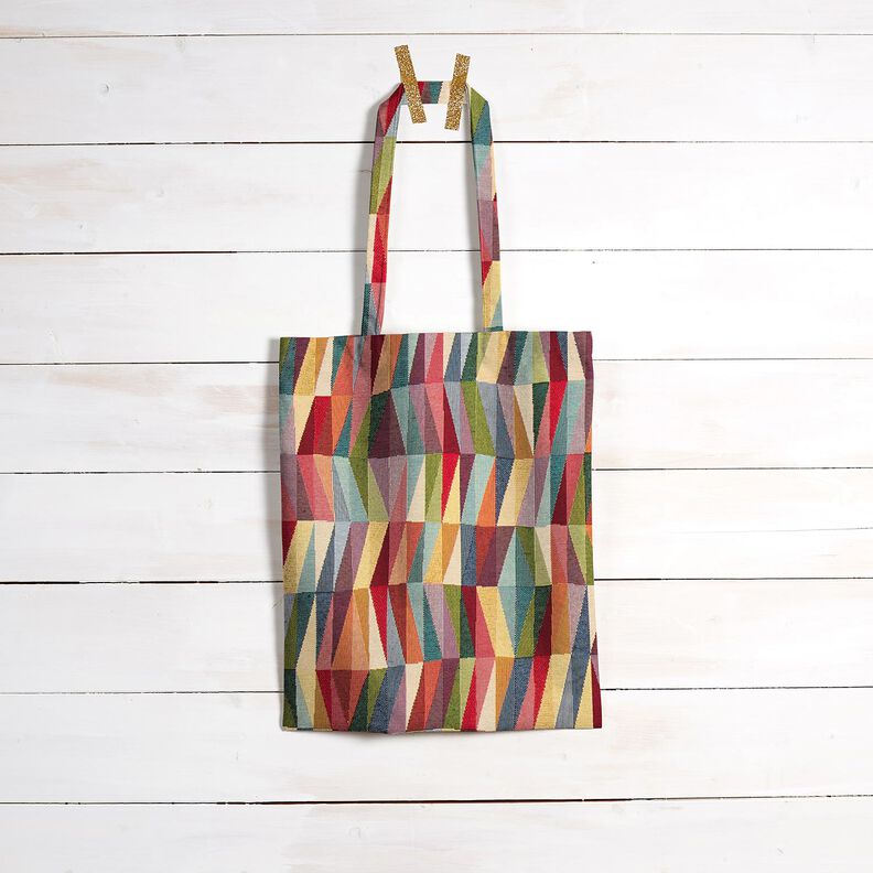 Sisustuskangas Gobeliini Graafinen siksak – vaalea beige/karmiininpunainen,  image number 8