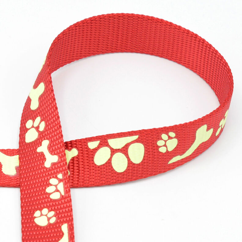 Heijastava kudottu nauha Koiran hihna [20 mm]  – punainen,  image number 1