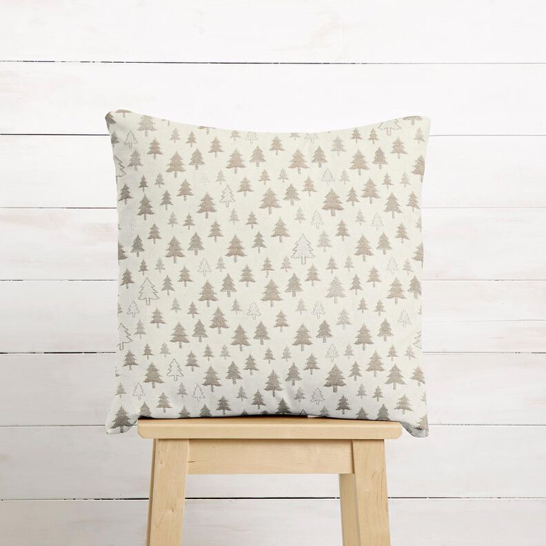 Sisustuskangas Jacquard Kimaltelevat kuuset – beige/hopea,  image number 6