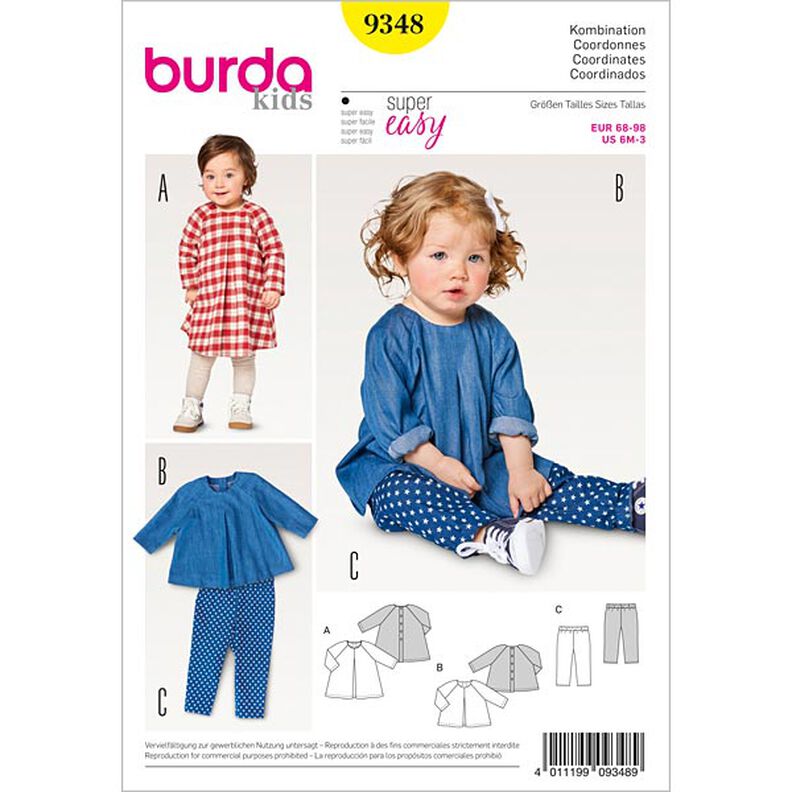 Vauvan mekko | paitapusero | housut, Burda 9348 | 68 - 98,  image number 1