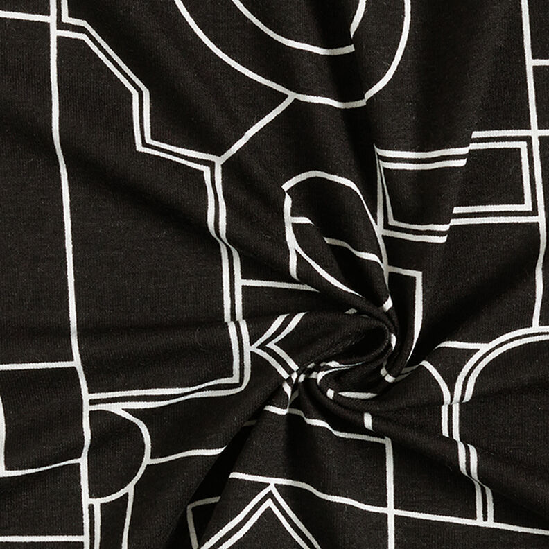Viskoosijersey Geometriset muodot – musta/valkoinen,  image number 3