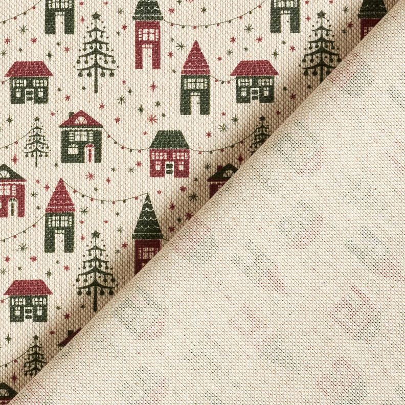 Sisustuskangas Puolipanama Talvikylä – luonnonvärinen/tumma mänty,  image number 4