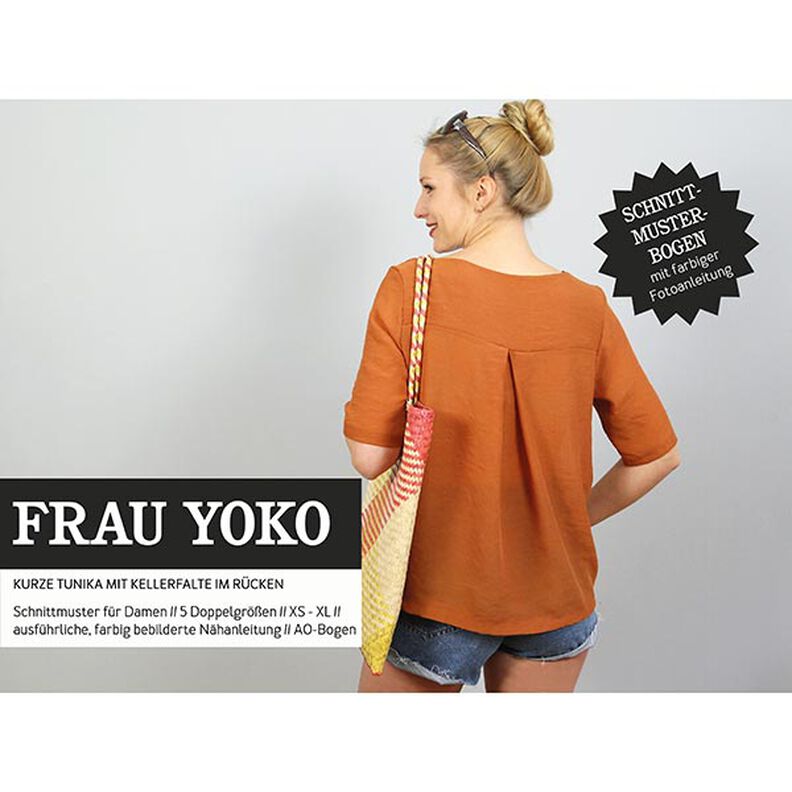 FRAU YOKO – lyhyt tunika, laskokset selässä, Studio Schnittreif  | XS -  XXL,  image number 1