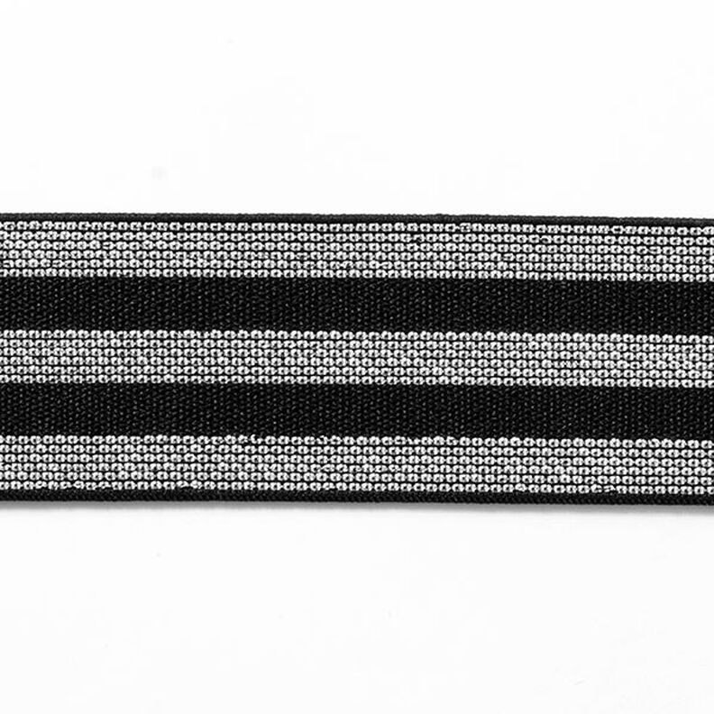 Raidallinen kuminauha [40 mm] – musta/hopea,  image number 1