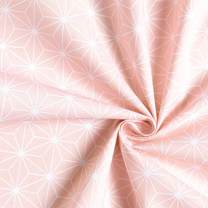 Puuvillakangas Kretonki Japanilaiset tähdet Asanoha – roosa,  image number 4