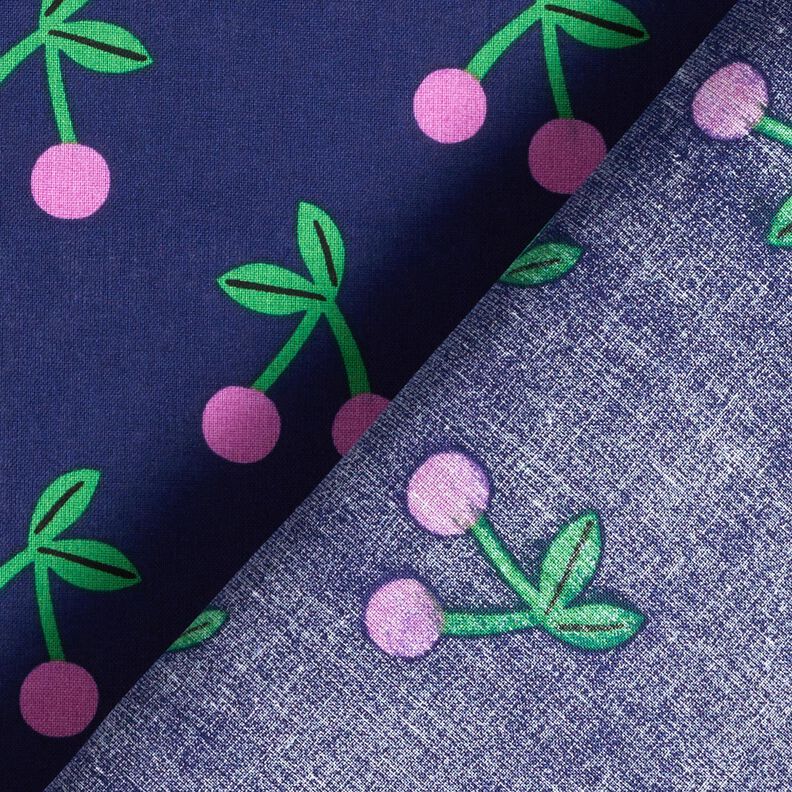 Pinnoitettu puuvilla Sievät kirsikat – laivastonsininen,  image number 4