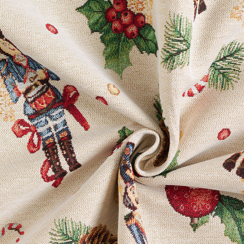 Sisustuskangas Gobeliini Juhlavat pähkinänsärkijät – vaalea beige/punainen,  image number 3