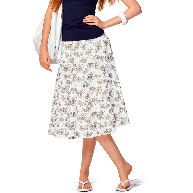 Puuvillapopliini Herkät kukkakimput – valkoinen/vaaleanruskea,  image number 6