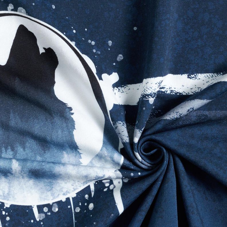 French Terry Paneeli mystinen susi | Glitzerp&uuml;ppi &ndash; laivastonsininen/valkoinen,  image number 3