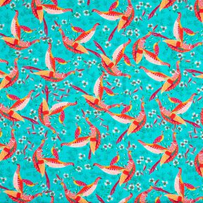 Rantavaatteet Viskoosikangas Riikinkukot ja kukat &ndash; vedensininen/voimakas vaaleanpunainen, 