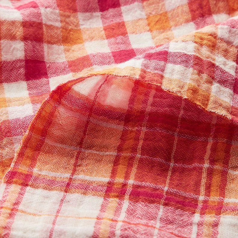 Musliini-/kaksikerroksinen kangas Doubleface Ruutu | by Poppy – vadelma/persikanoranssi,  image number 7