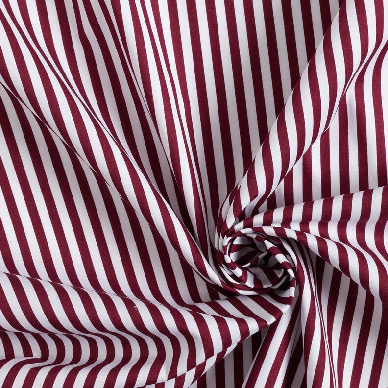 Puuvillapopliini Kapeat raidat – bordeauxin punainen/valkoinen,  image number 3