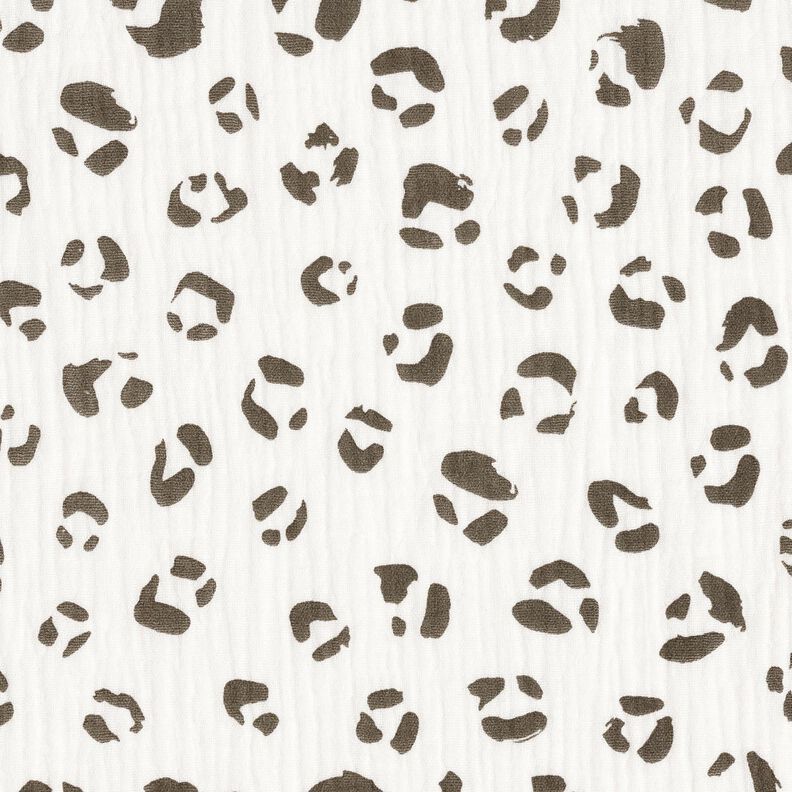 Musliini-/kaksikerroksinen kangas Iso leokuvio – norsunluu/tummanharmaa,  image number 1