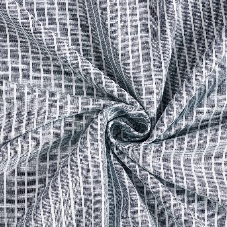 Pellava-puuvilla-sekoite Leveät raidat – yönsininen/valkoinen,  image number 3