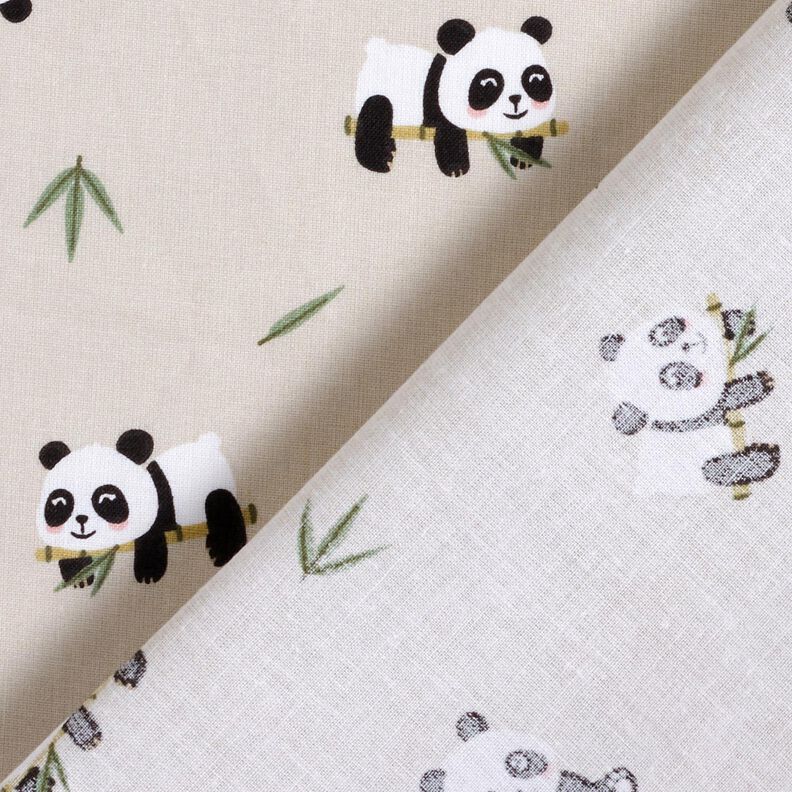 Puuvillakangas Kretonki S&ouml;p&ouml; pandakarhu &ndash; luonnonv&auml;rinen,  image number 4