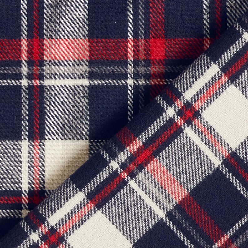 Puuvillaflanelli Ruutu &ndash; sinimusta/karmiininpunainen,  image number 4